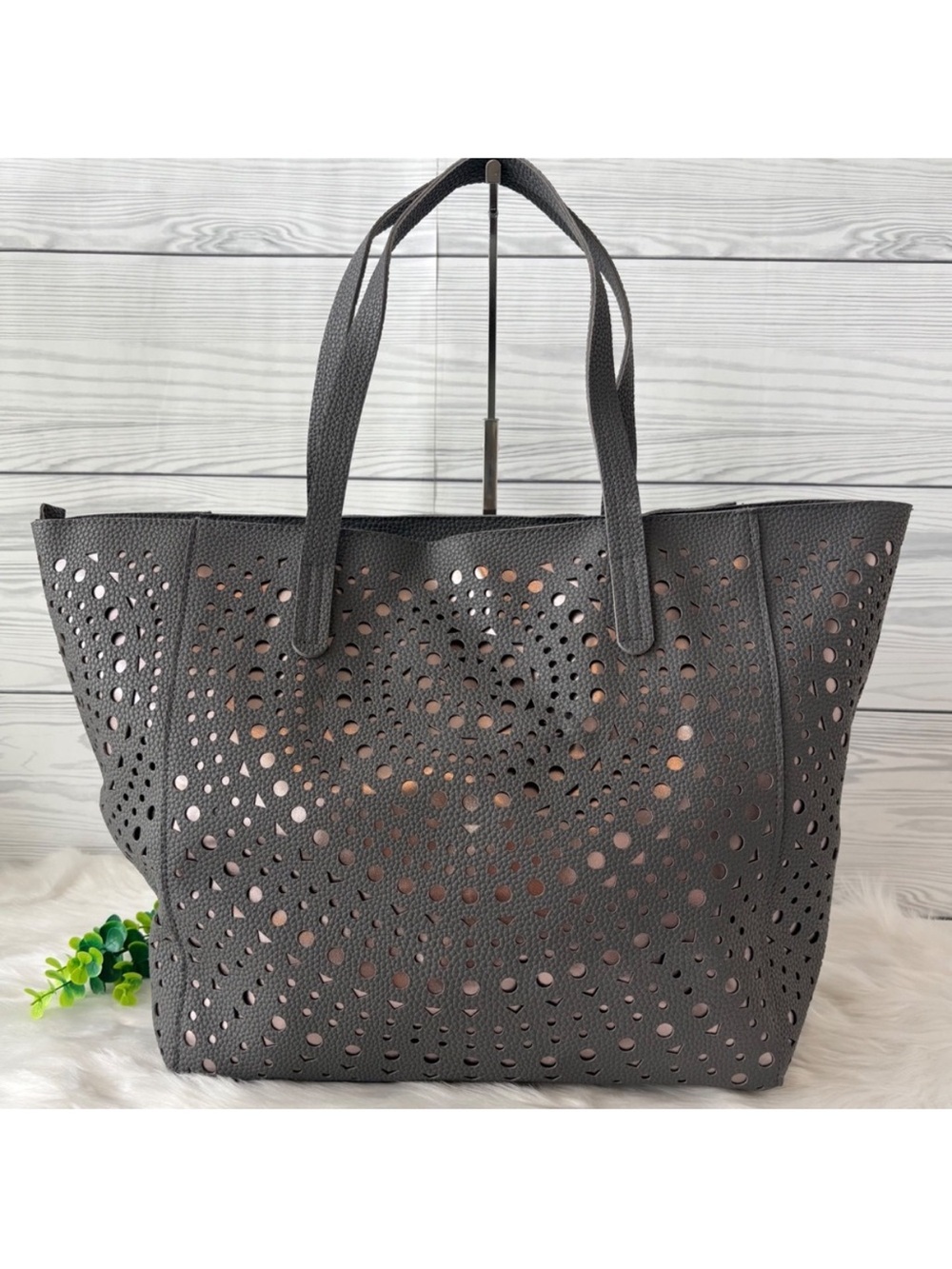 Stylish Gray/silver Laser-Cut Tote Bag